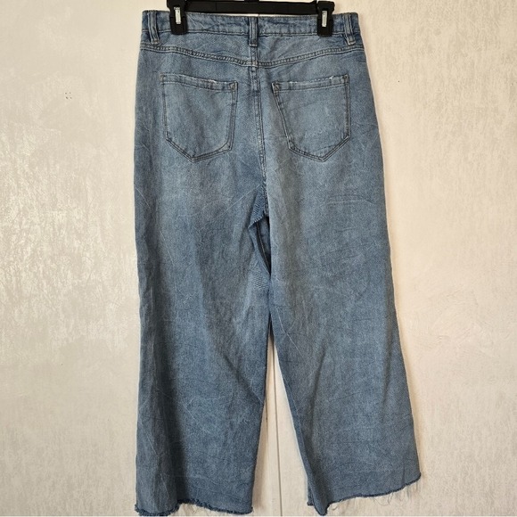 Kensie True Vintage Womens 8 Jeans Blue Denim Wide Leg Cropped Baggy Split Hem - Picture 10 of 10